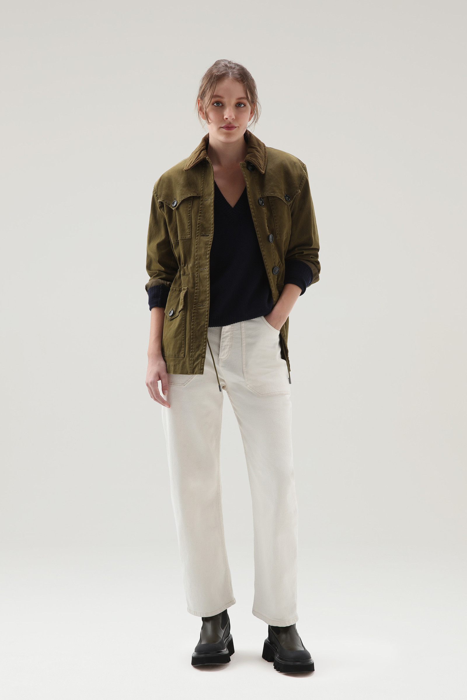 Mixed Wool and Cashmere V-Neck Sweater Blue photo 2 | Woolrich