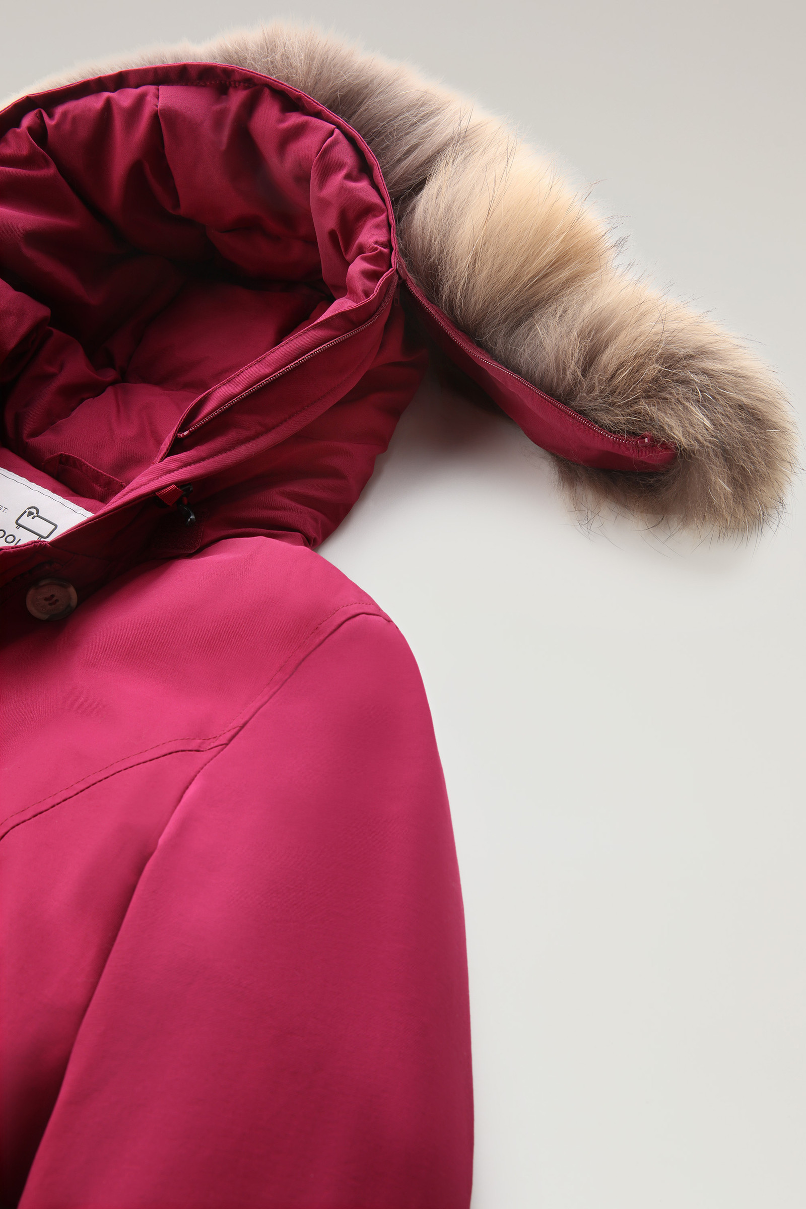 Arctic Parka in Ramar Cloth with Detachable Fur Trim Red photo 7 | Woolrich