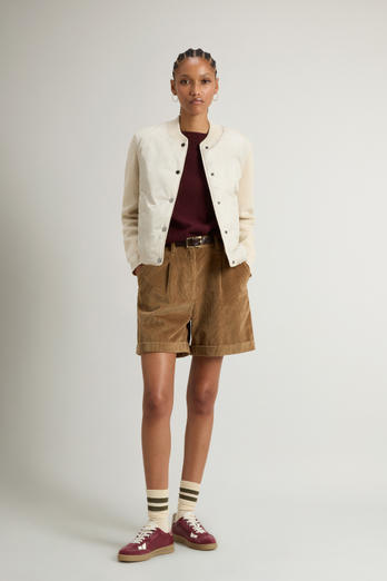 Nylon Hybrid Bomber White | Woolrich