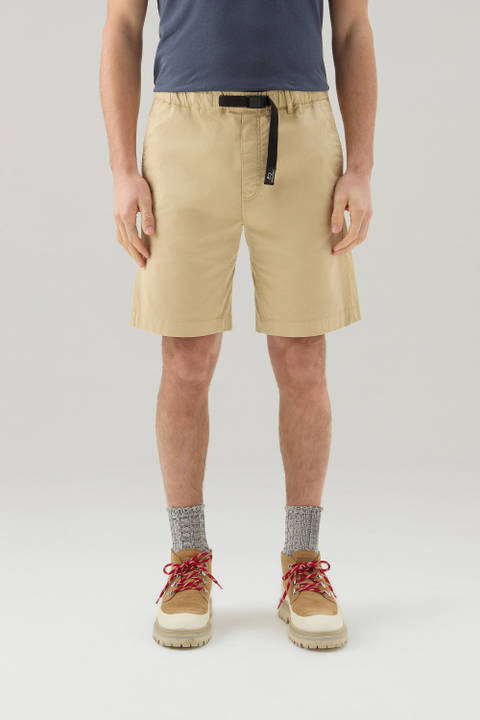 Garment-Dyed Chino Shorts in Stretch Cotton Beige | Woolrich
