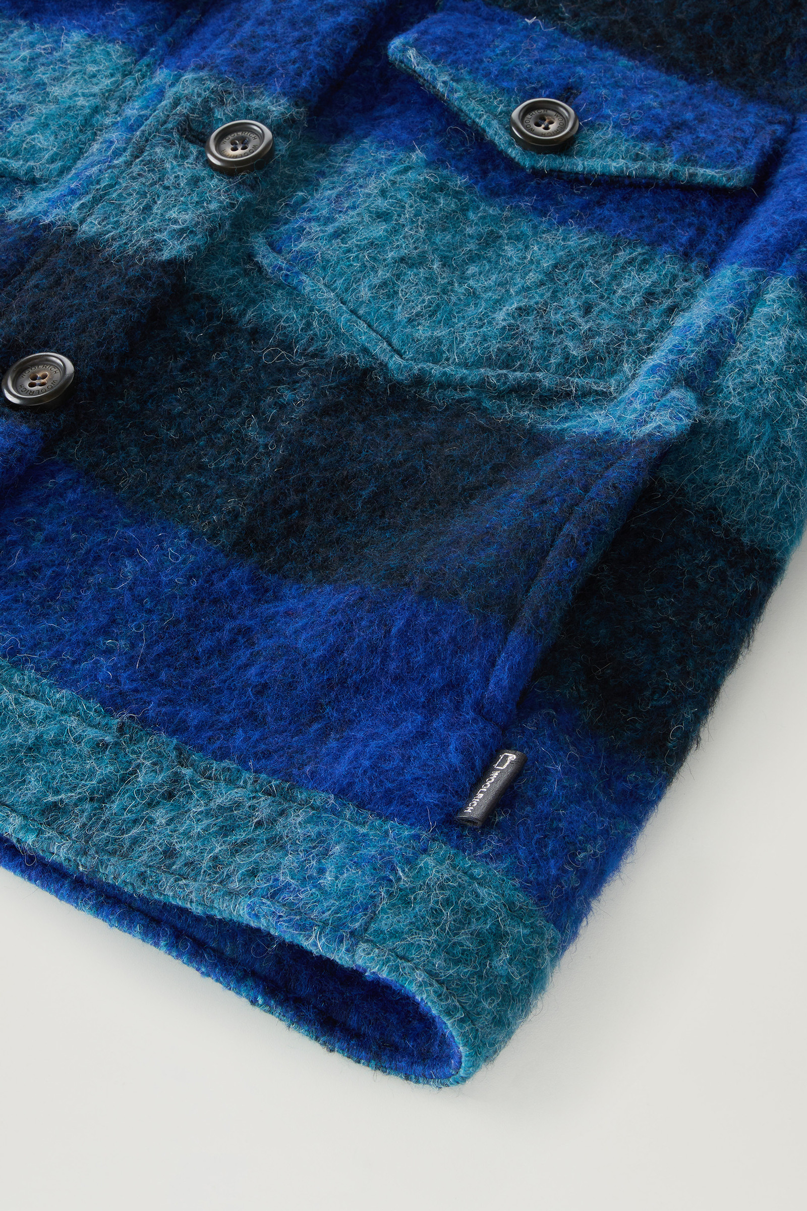 Karo-Overshirt mit Fransenbesatz aus Alpaka- und Wollmischung blau photo 8 | Woolrich