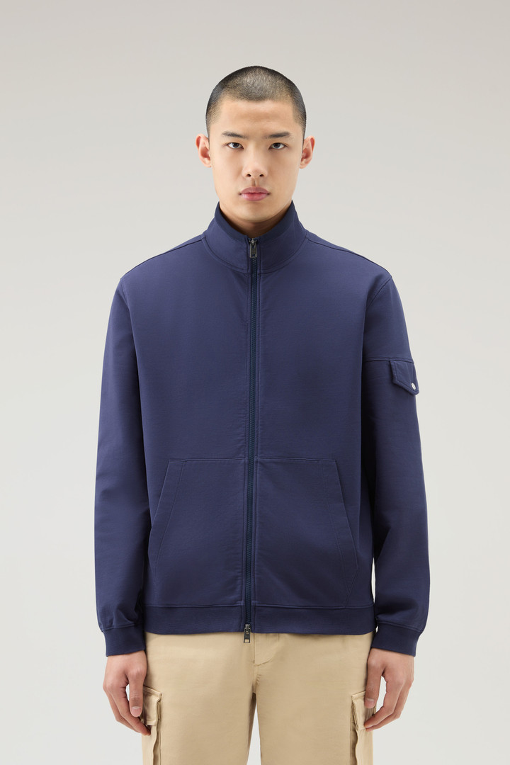 Pure Cotton Sweatshirt with Zip and High Collar Blue photo 1 | Woolrich