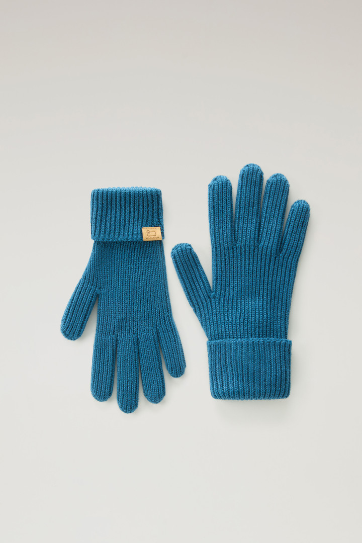 Ribbed Gloves in Pure Merino Virgin Wool Blue photo 1 | Woolrich