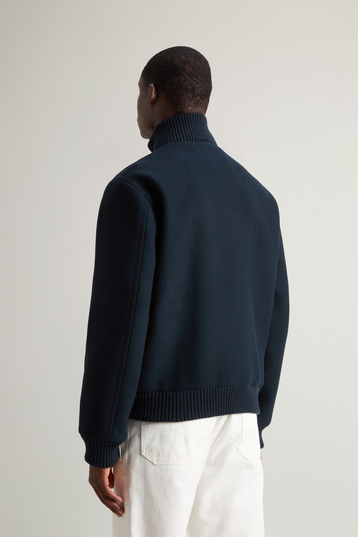 Bomber Jacket in Melton Virgin Wool Blend Blue photo 3 | Woolrich