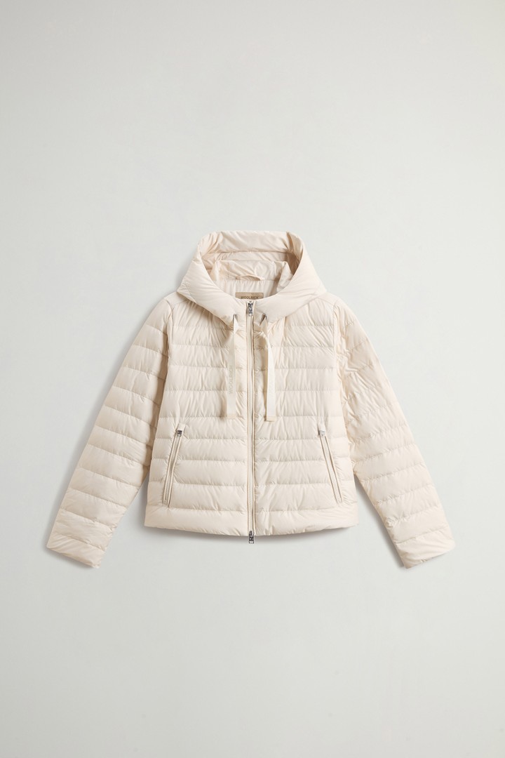Lightweight Hooded Down Jacket in Microfiber White photo 5 | Woolrich