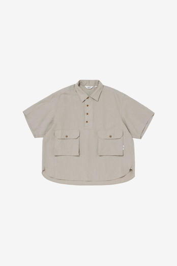 Short-Sleeved Pure Linen Shirt Gray | Woolrich