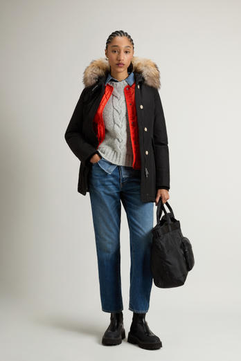Arctic Parka in Ramar Cloth with Detachable Fur Trim Black | Woolrich