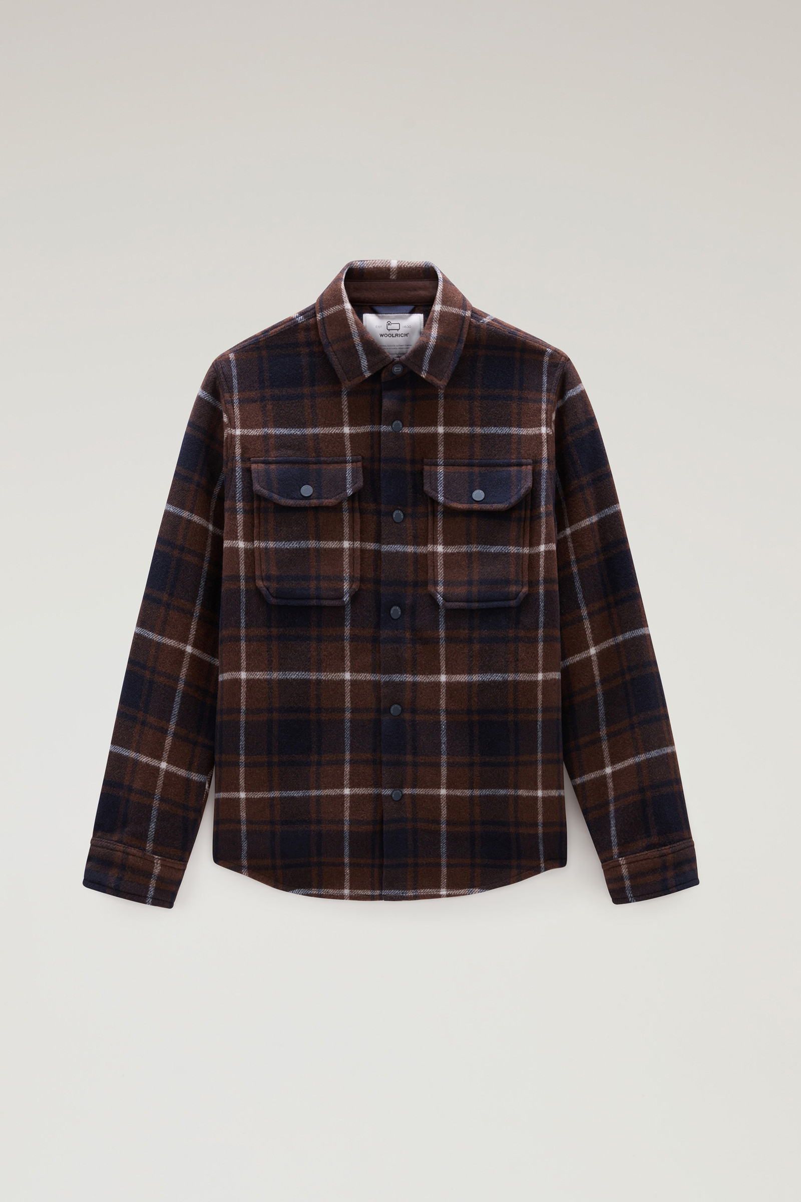 Men's Alaskan Check Overshirt in Bonded Wool Blend Brown