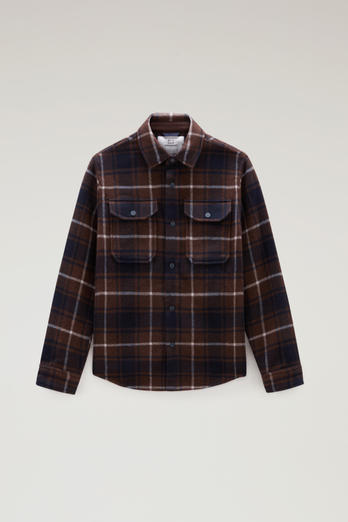 Alaskan Check Overshirt in Bonded Wool Blend Brown | Woolrich