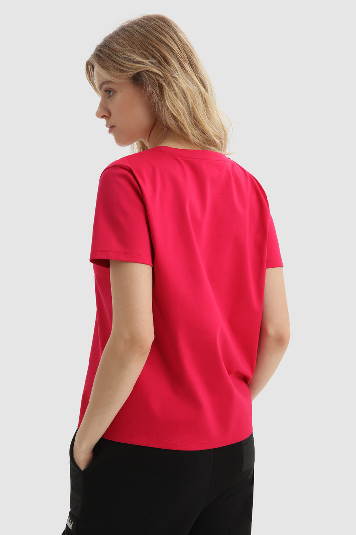 Stretch Cotton T-Shirt with Embossed Vintage Logo Pink photo 3 | Woolrich