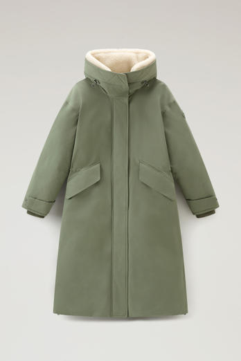Long Parka in Brushed Ramar Cloth Green | Woolrich