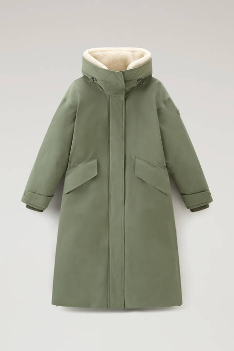 Long Parka in Brushed Ramar Cloth Green photo 2 | Woolrich