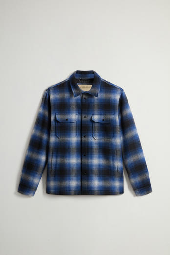 Alaskan Padded Overshirt in Checked Italian Wool Blend Blue photo 1 | Woolrich