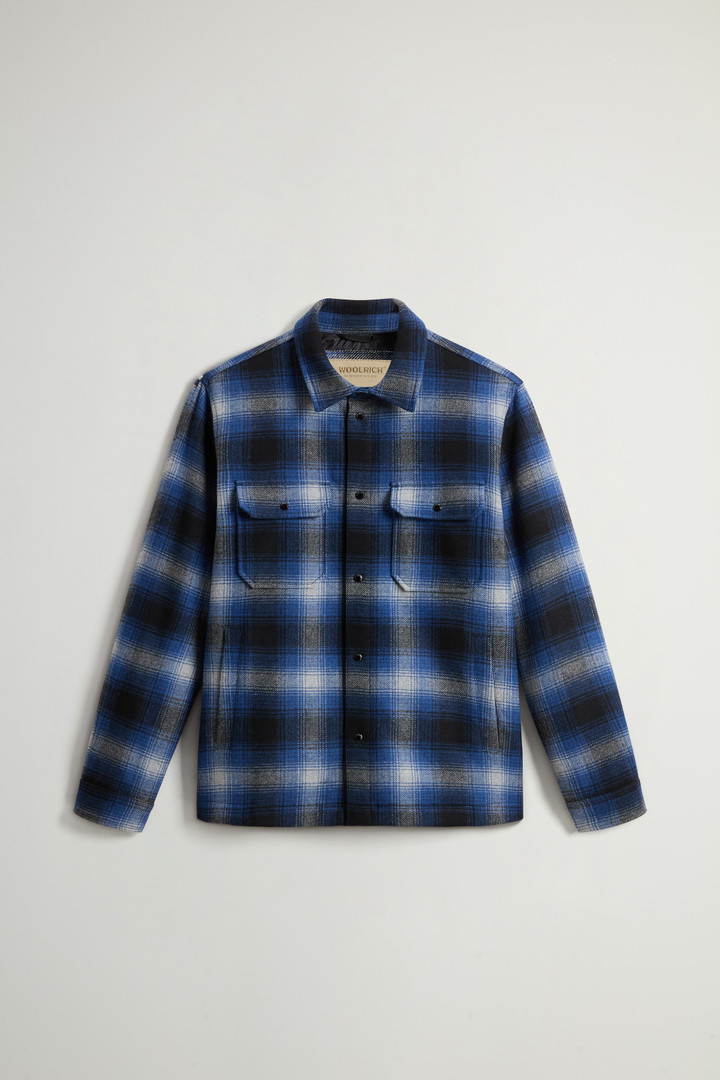 Alaskan Padded Overshirt in Checked Italian Wool Blend Blue photo 5 | Woolrich