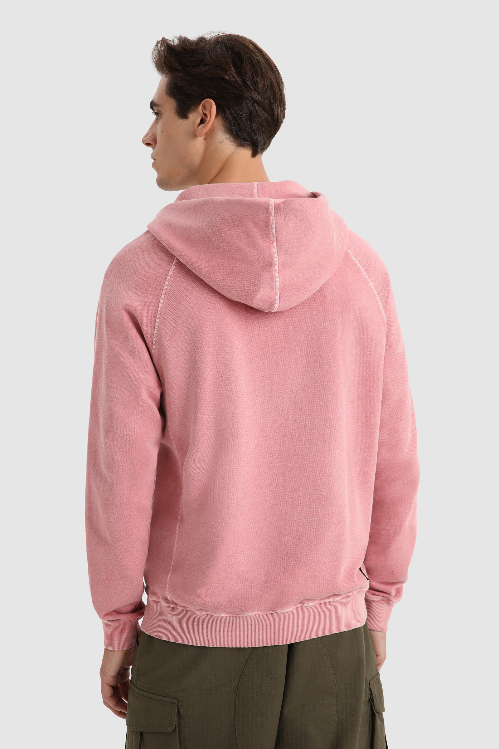 Hoodie in Garment-Dyed Cotton Pink photo 3 | Woolrich