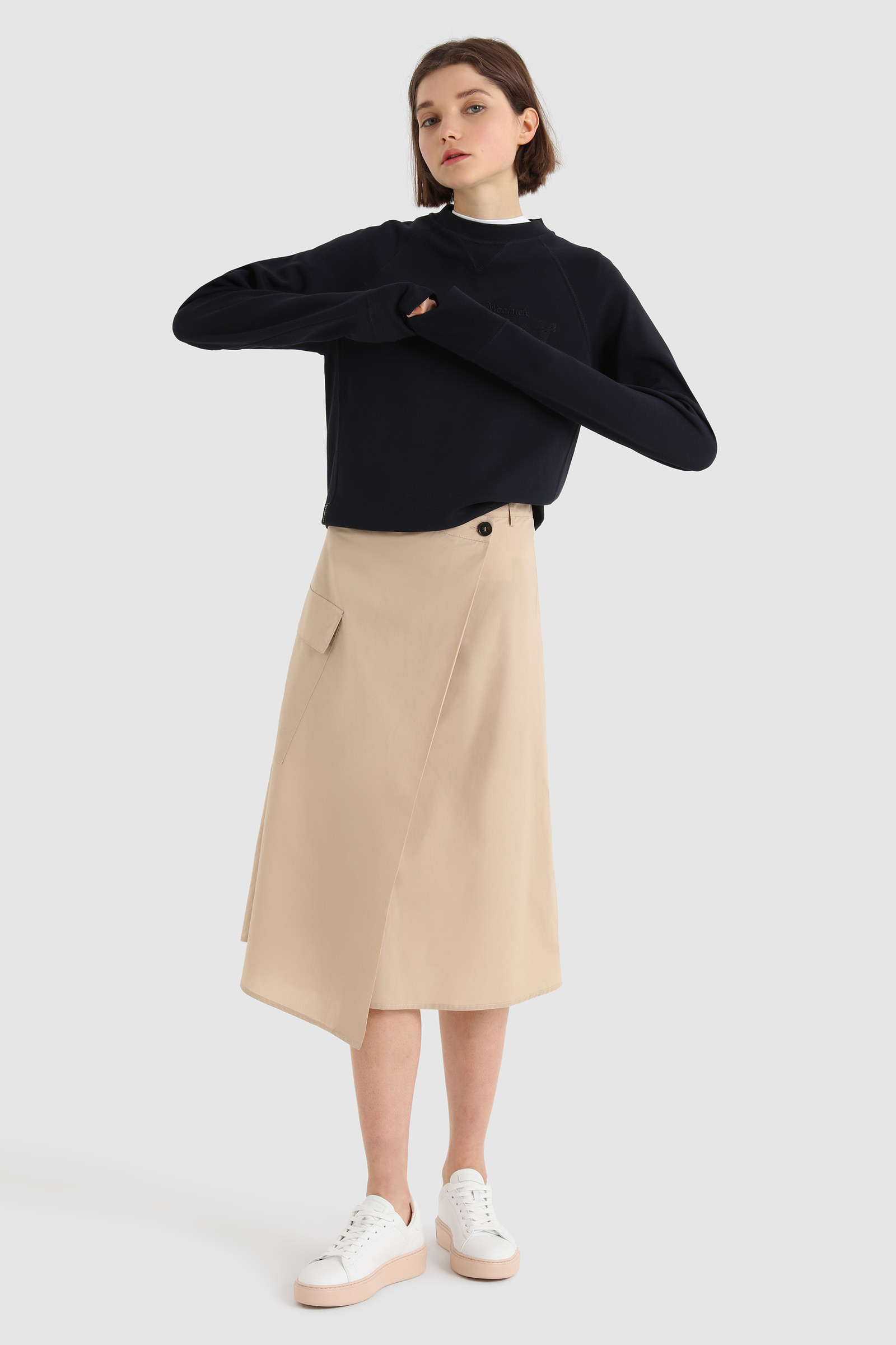 Wrap Skirt in Pure Cotton Poplin Beige photo 2 | Woolrich