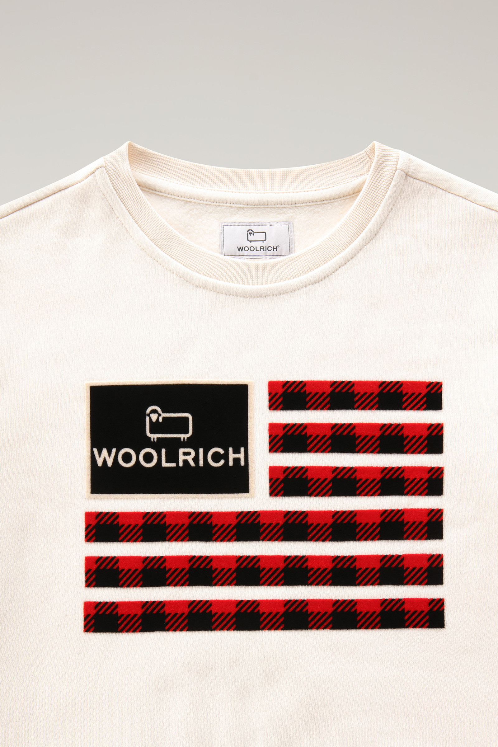 Felpa a girocollo Flag da bambino in puro cotone bianco photo 3 | Woolrich
