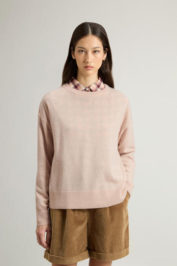 Crewneck Sweater in Virgin Wool and Cashmere Blend Pink | Woolrich