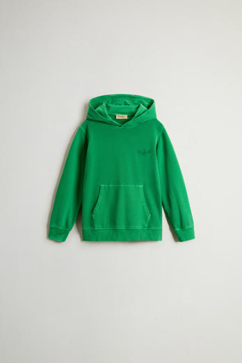 Stückgefärbter Kapuzenpullover aus reiner Baumwolle für Jungen Grün | Woolrich