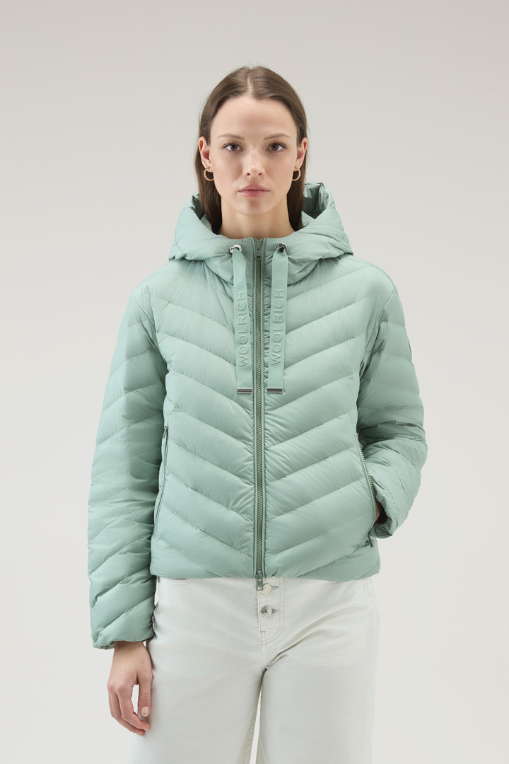 Microfibre Jacket with Chevron Quilting and Hood Green photo 1 | Woolrich