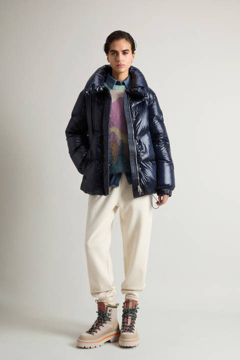 Aliquippa Down Jacket in Glossy Nylon Blue | Woolrich