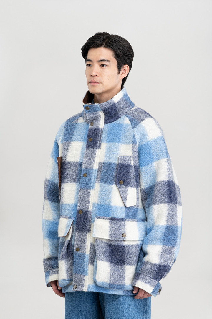 CHECK FLEECE MOUNTAIN PARKA Blau photo 3 | Woolrich