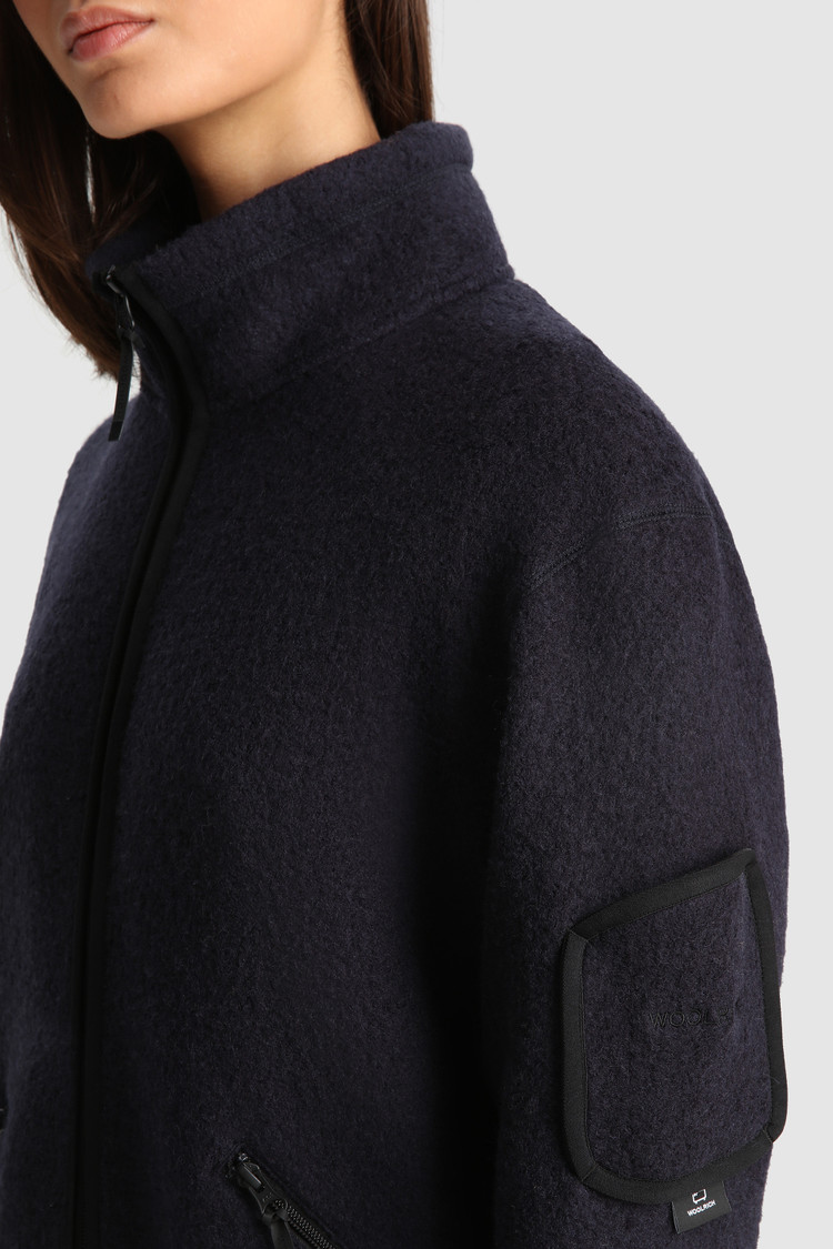Leichter Terra-Melton Pullover mit durchgehendem Reißverschluß