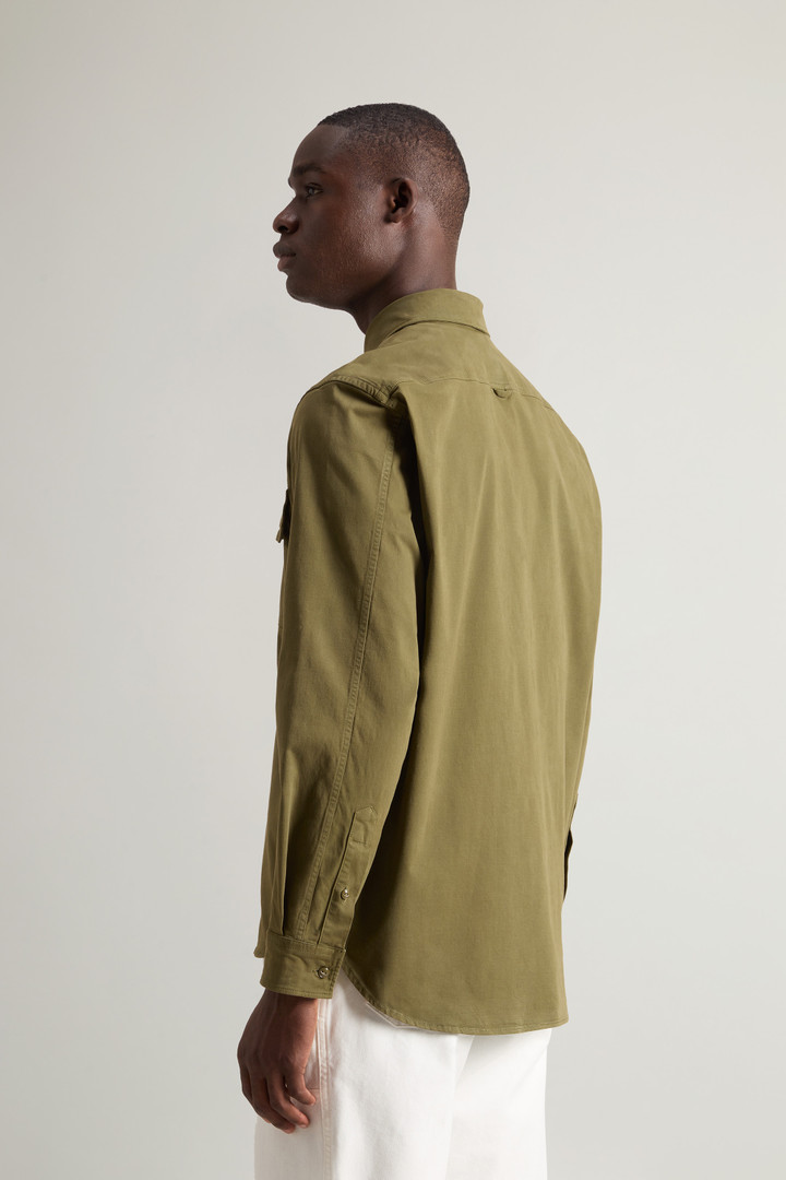 Garment-dyed Shirt in Stretch Cotton Green photo 3 | Woolrich