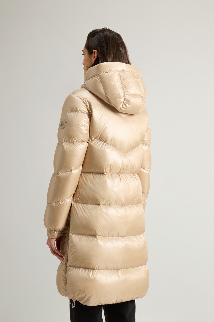 Aliquippa Long Down Jacket in Glossy Nylon Beige photo 3 | Woolrich