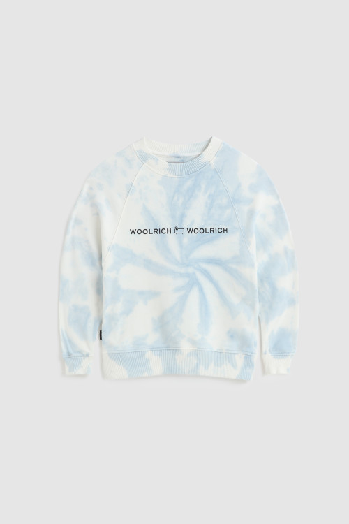 Batik-Sweatshirt mit Rundhalsausschnitt für Mädchen mit aufgedrucktem Logo Blau | Woolrich