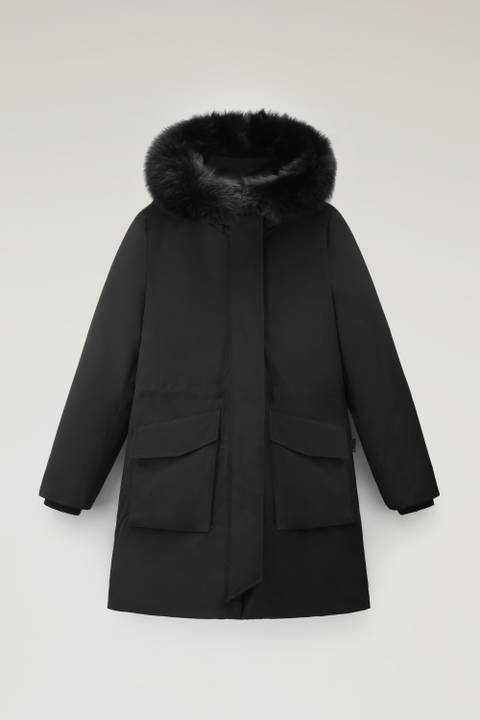 Military Parka in Urban Touch Fabric with Fur Liner Black | Woolrich