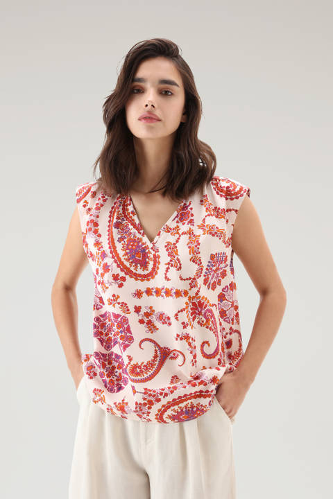 Mouwloze blouse van puur katoenpopeline Rood | Woolrich