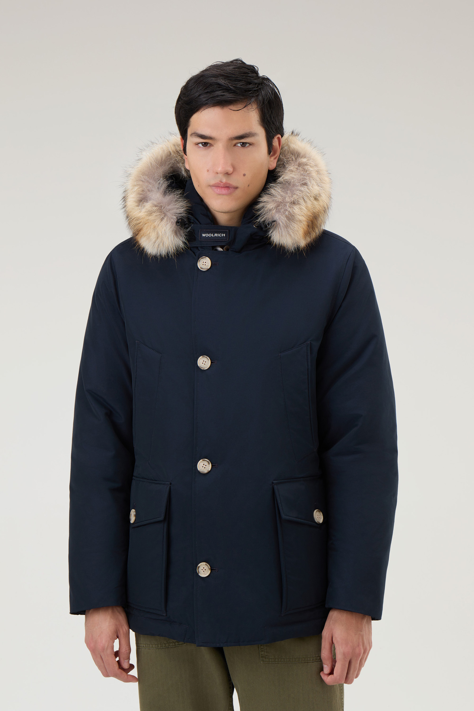 Men's Arctic Anorak in Ramar Cloth with Detachable Fur Blue