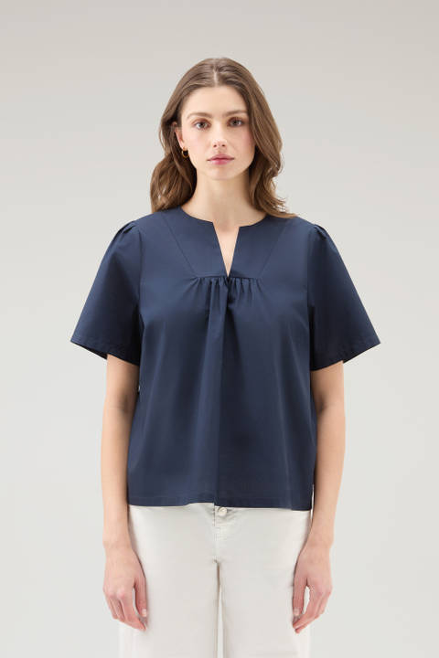 Blusa de popelín de puro algodón Azul | Woolrich