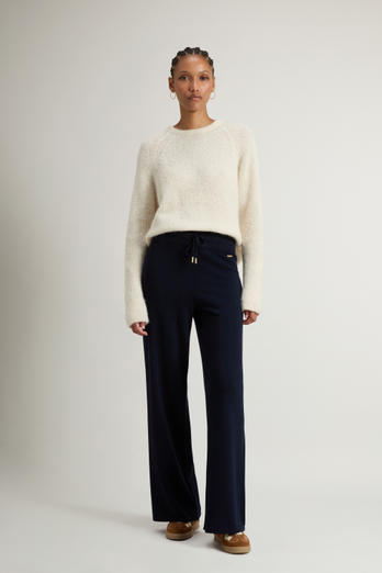 Wide-Leg Pants in Virgin Wool and Cashmere Blend Blue | Woolrich