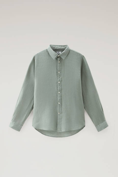 Garment-Dyed Pure Linen Shirt Green photo 2 | Woolrich