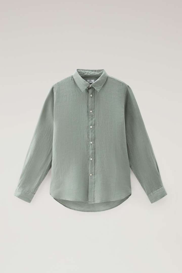 Garment-Dyed Pure Linen Shirt Green photo 5 | Woolrich