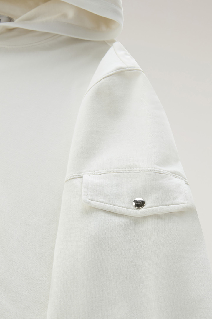 Sweat-shirt à capuche en pur coton avec poche Blanc photo 7 | Woolrich