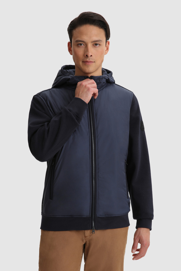 Sweat à capuche en tissu hybride bleu | Woolrich