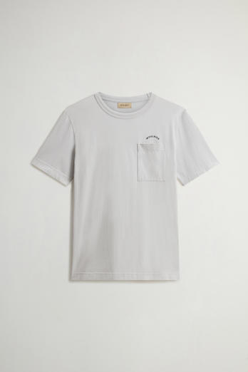 T-Shirt in Pure Cotton with Pocket and Logo on the Back Gray photo 1 | Woolrich