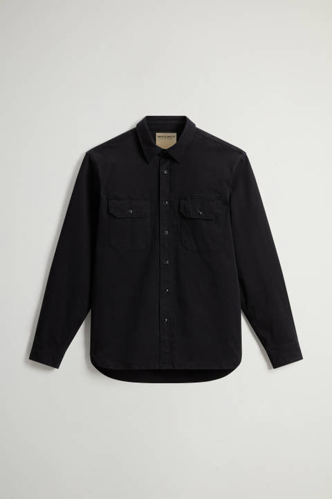 Garment-dyed Shirt in Stretch Cotton Black photo 2 | Woolrich