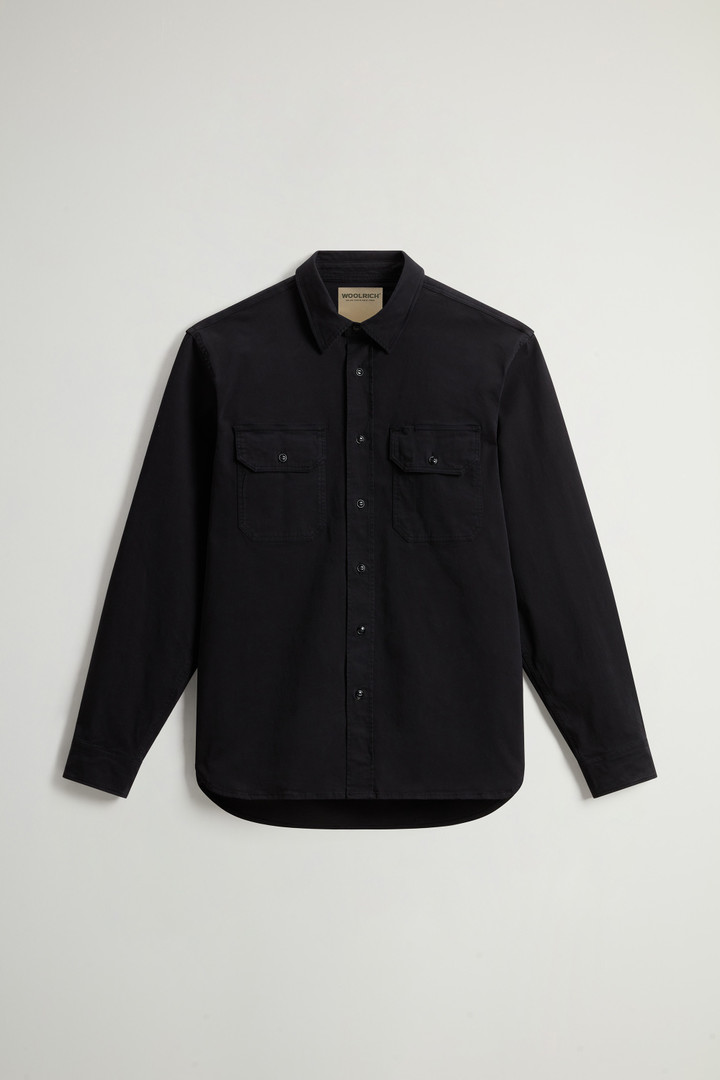 Woolrich Man Garment-dyed Shirt in Stretch Cotton Black Size S