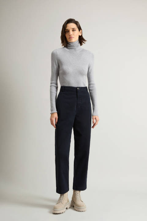 Pantalon chino teint en pièce en coton élastique Bleu | Woolrich