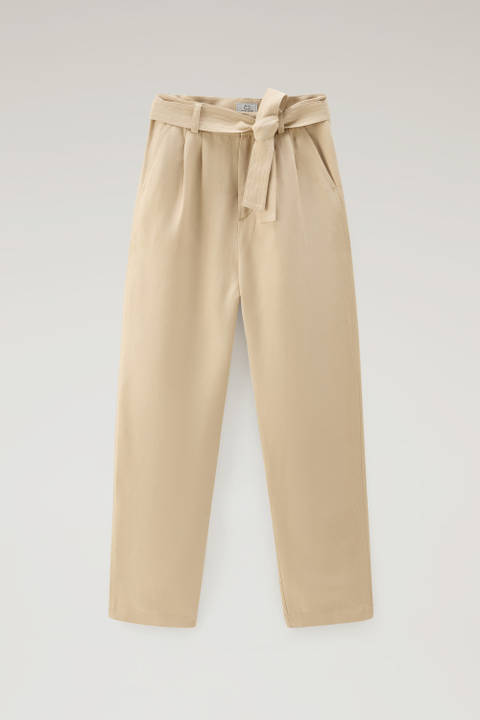 Pantalones de mezcla de lino con cinturón de tela Beige photo 2 | Woolrich