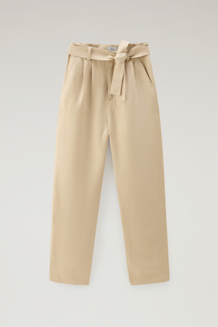 Pantalon en lin mélangés avec ceinture en tissu Beige photo 4 | Woolrich
