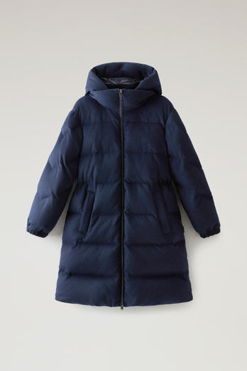 Long Down Jacket in Pure Virgin Wool Blue photo 1 | Woolrich