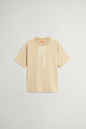 Teen Boys’ Garment-Dyed Pure Cotton T-Shirt with Print Beige | Woolrich
