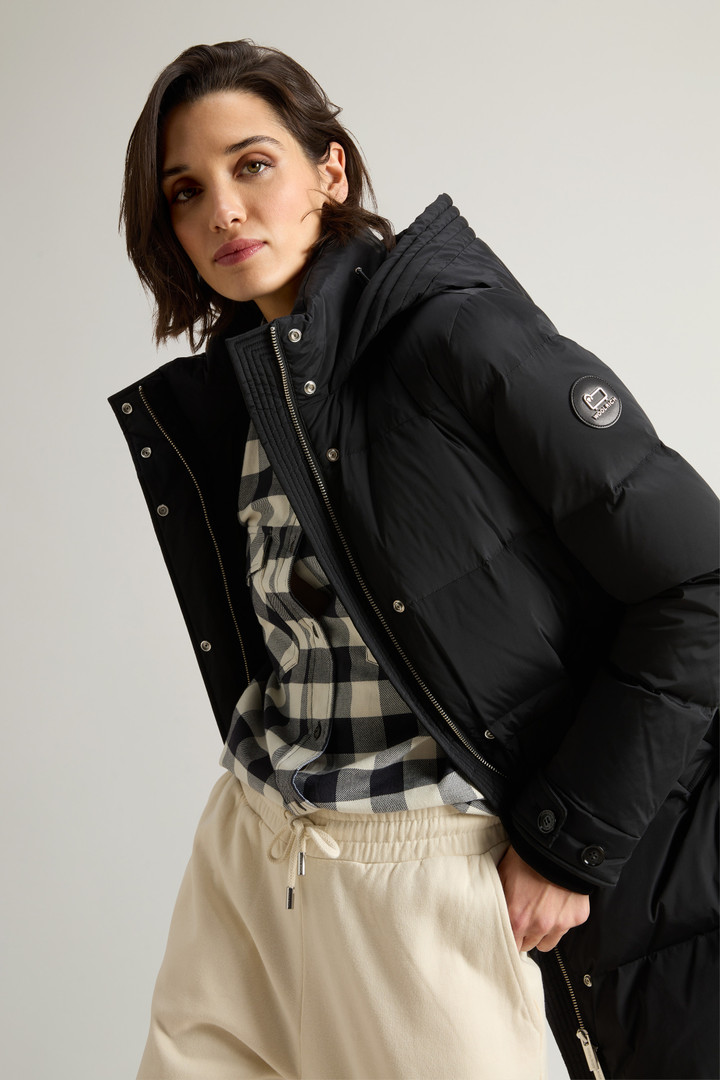 Hooded Alsea Down Jacket in Stretch Nylon Black photo 3 | Woolrich