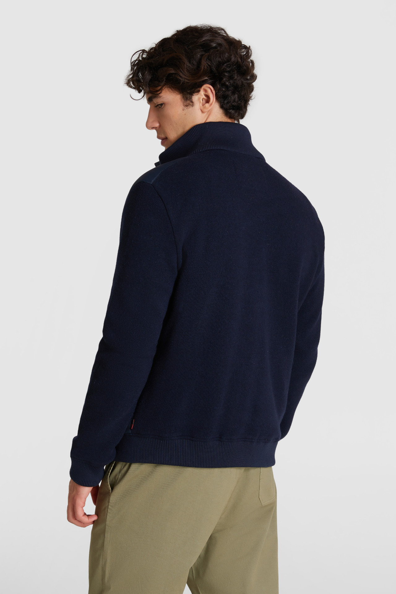 Padded Jacket With Wool-Cotton Blend Sleeves