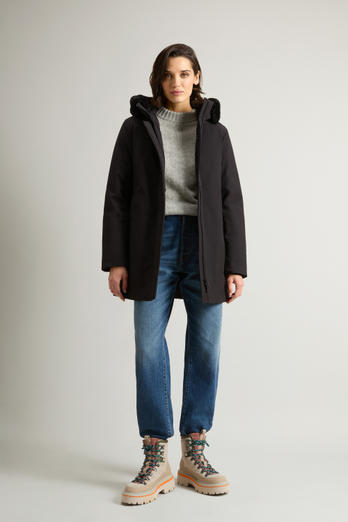 Firth Parka in Tech Softshell with Removable Faux Fur Collar Black | Woolrich